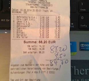 Handschriftlich geänderte Rechnung