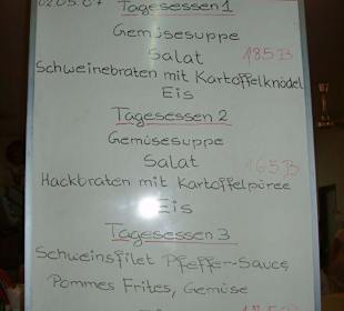 Tagesmenue beim Hirschgarten