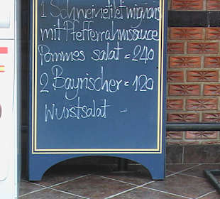Schild mit Deutschen Gerichte