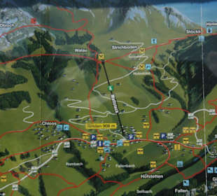 Karte mit Seilbahn auf dem Mattstock