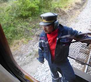 Der Bremser mußte sich gut festhalten