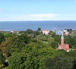 Blick vom Aussichtsturm über Haff auf Nehrung