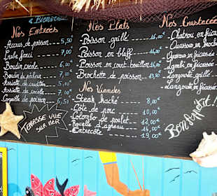 Die Tageskarte neben dem Eingang