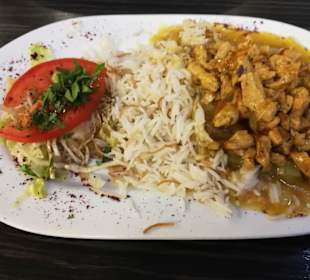 Hühnchen in Thymian-Zitronensoße mit Reis