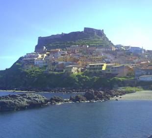 Blick zur Burg vom Hafen aus