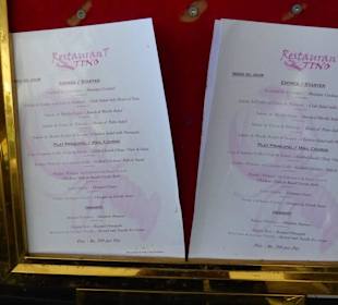 Menükarte am Eingang