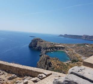 Blick von der Akropolis in Lindos