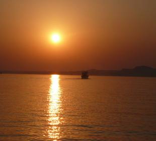 Sonnenuntergang auf dem Boot