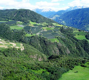 Blick aus der Seilbahn auf die Hänge des Ritten