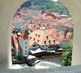 Ausblick vom Schloß auf Krumau