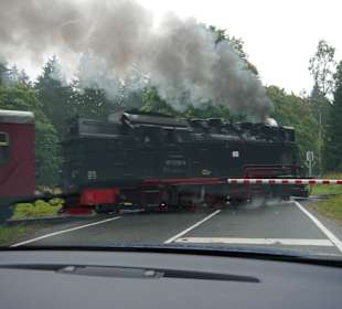 Dampflok am Bahnübergang
