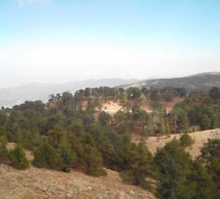 Widok z najwyższego szczytu gór Troodos