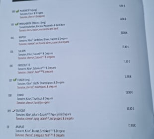 Speisekarte 