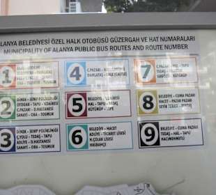 Buslinien in Alanya