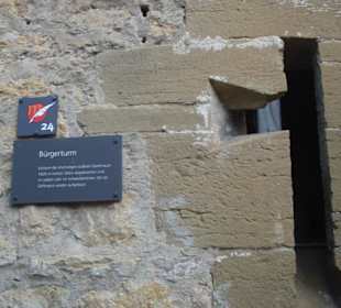 Hinweisschild am Turm