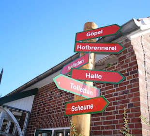 Wegweiser auf dem Obsthof