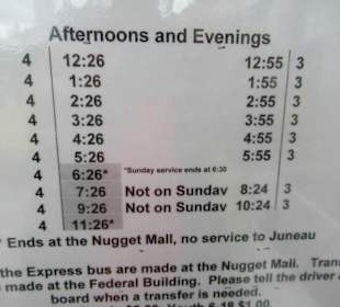 Fahrzeiten ab Mendenhall