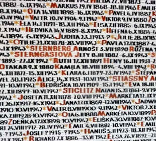 Schriften in der Pinkas-Synagoge