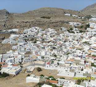 Blick von der Akropolis auf Lindos