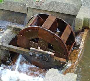 Wasserrad am Zulauf des Sees