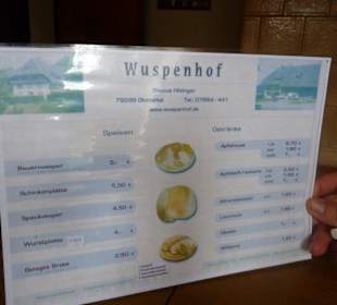 Speise- und Getränkekarte