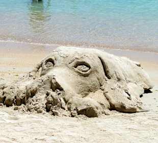 Sandkuenstler Sanjay Jhowry in Pereybere