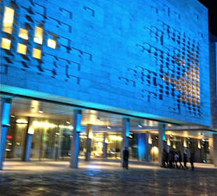 Valletta at night Parliament opposite of Cafè