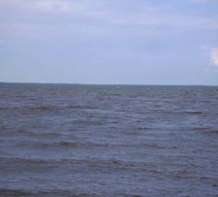 Blick von Mole Nowa Pasleka über Haff nach Rußland