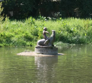 Im Kurparksee: Der Schipperjunge auf dem Seehund