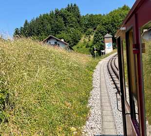 In der Bahn auf dem Weg zum Schafberg