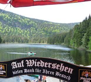 Blick auf den See von der Wirtshausterrasse