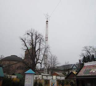 Weihnachtsmann + Kutsche am Stahlseil