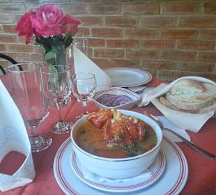 Haricot bean sour soup with smoked knuckle of po