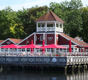 Blick über die Hafenspitze auf Gosch