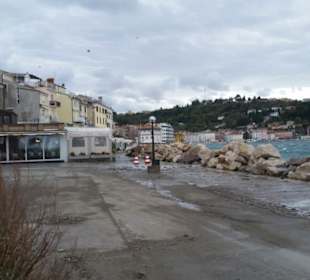 Kleine Überschwemmung in Piran
