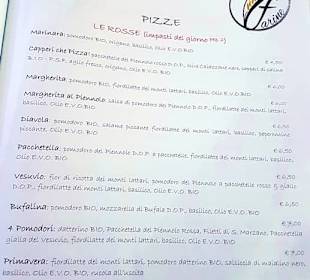 Karte mit roten Pizzen