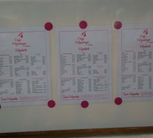 Karte vom Café