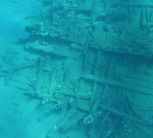 Ein Wrack am Hausriff