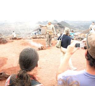 Timanfaya, Experiment mit dem Wasser