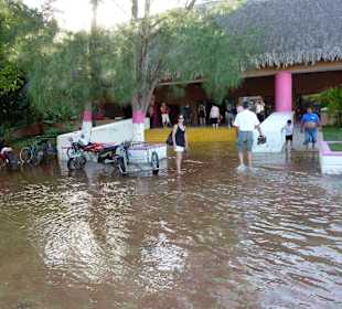 Leider Hochwasser, also waten