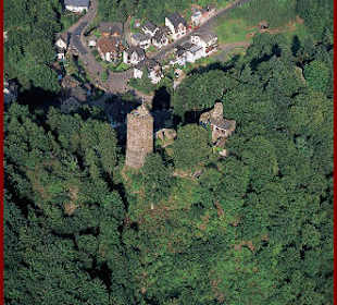 Grenzau mit Ruine aus der Luft
