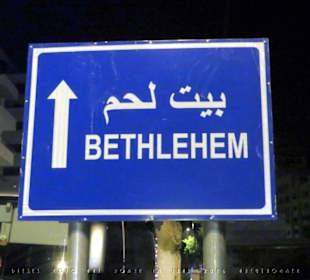 Wegweiser nach Bethlehem unweit des Hotels