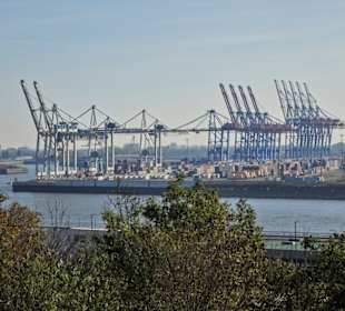 Blick vom Altonaer Balkon auf den Hafen