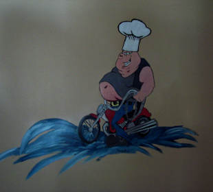 Türen-Kennzeichnung im Road House - hier: Küche