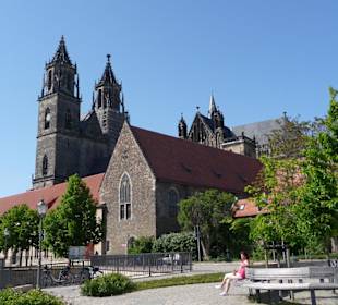 Magdeburger Dom vom Elbeufer aus