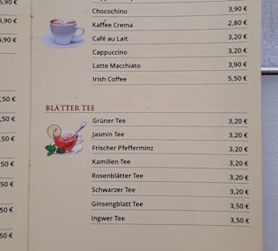 Speisekarte See Nami