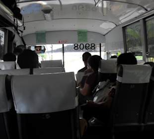 Im Linienbus unterwegs.