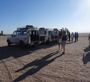 Umsteigen in den Jeep, Fahrt zum Beduinen Dorf