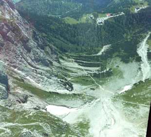 Het uitzicht richting dalstation en Ramsau