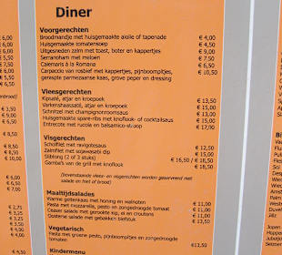 Speisekarte am Strand